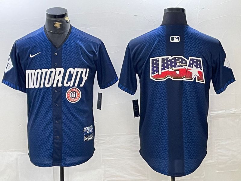 Men Detroit Tigers Blank Blue City Edition Nike 2024 MLB Jersey style 4->detroit tigers->MLB Jersey